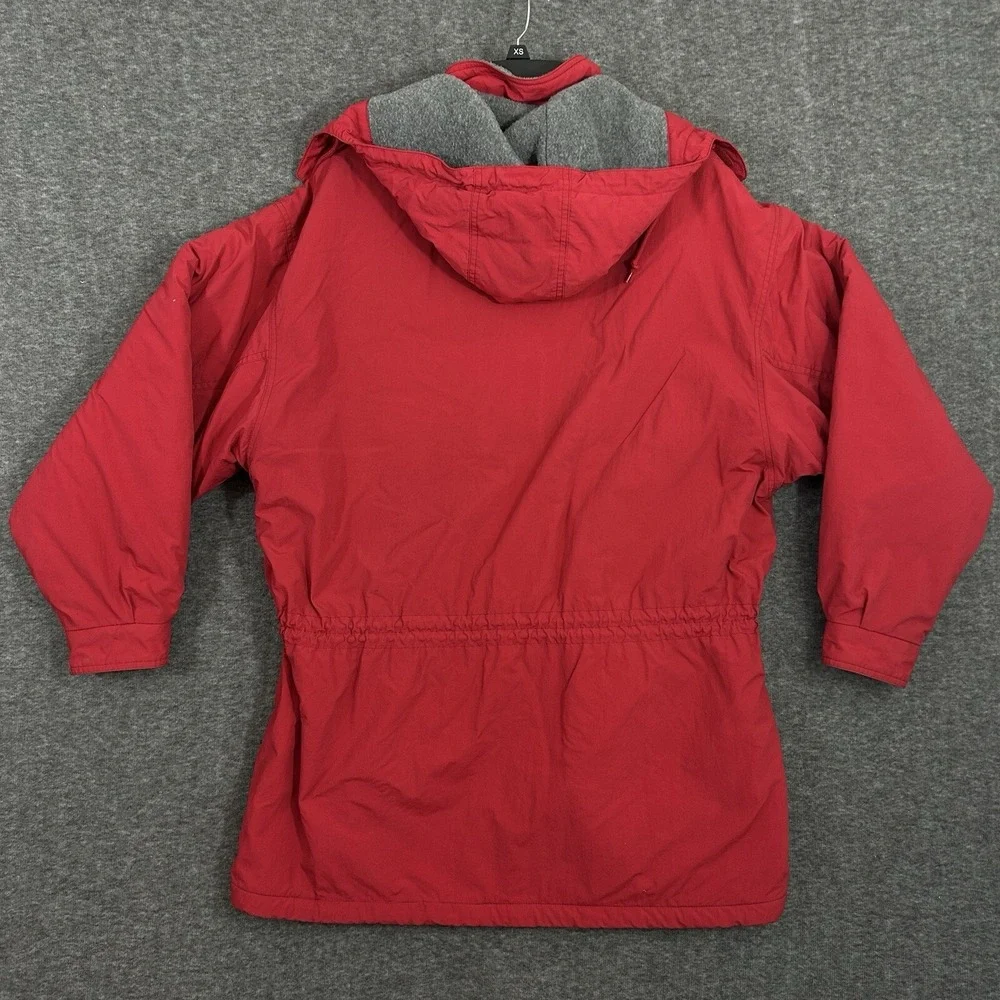 VTG Eddie Bauer‎ Jacket Mens Medium Red Fleece Lined Gorpcore Pocket Hooded 90s